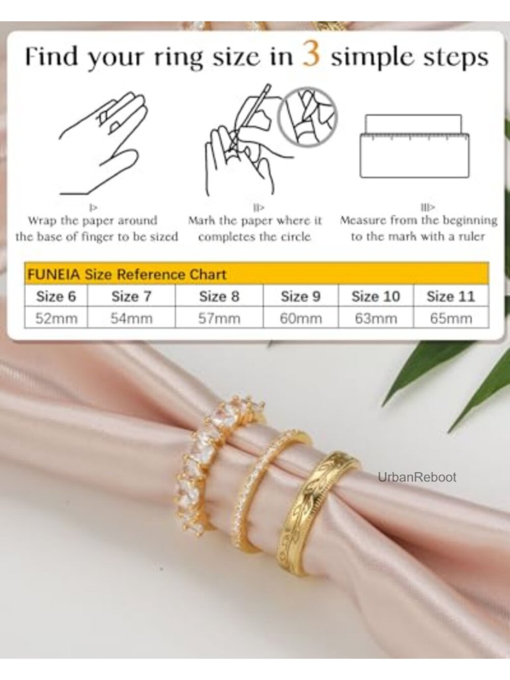 14K Gold Plated Stackable Rings Set Cubic Zirconia 3pc - Picture 4 of 6